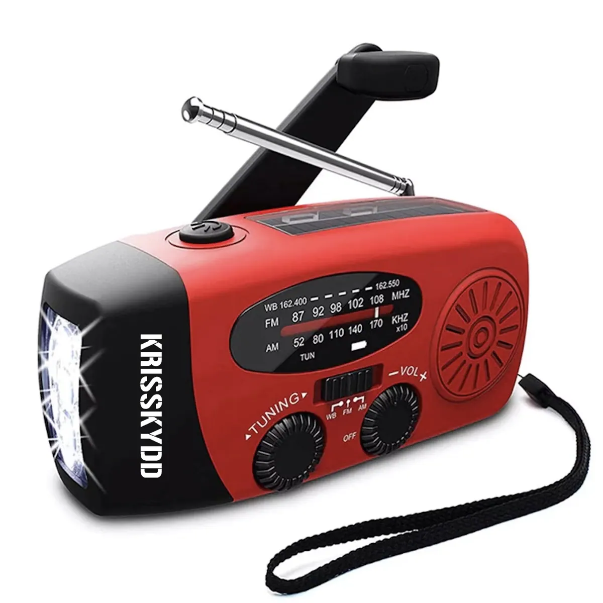 Nödradio – 2 för 1 (vev, solcell & powerbank)